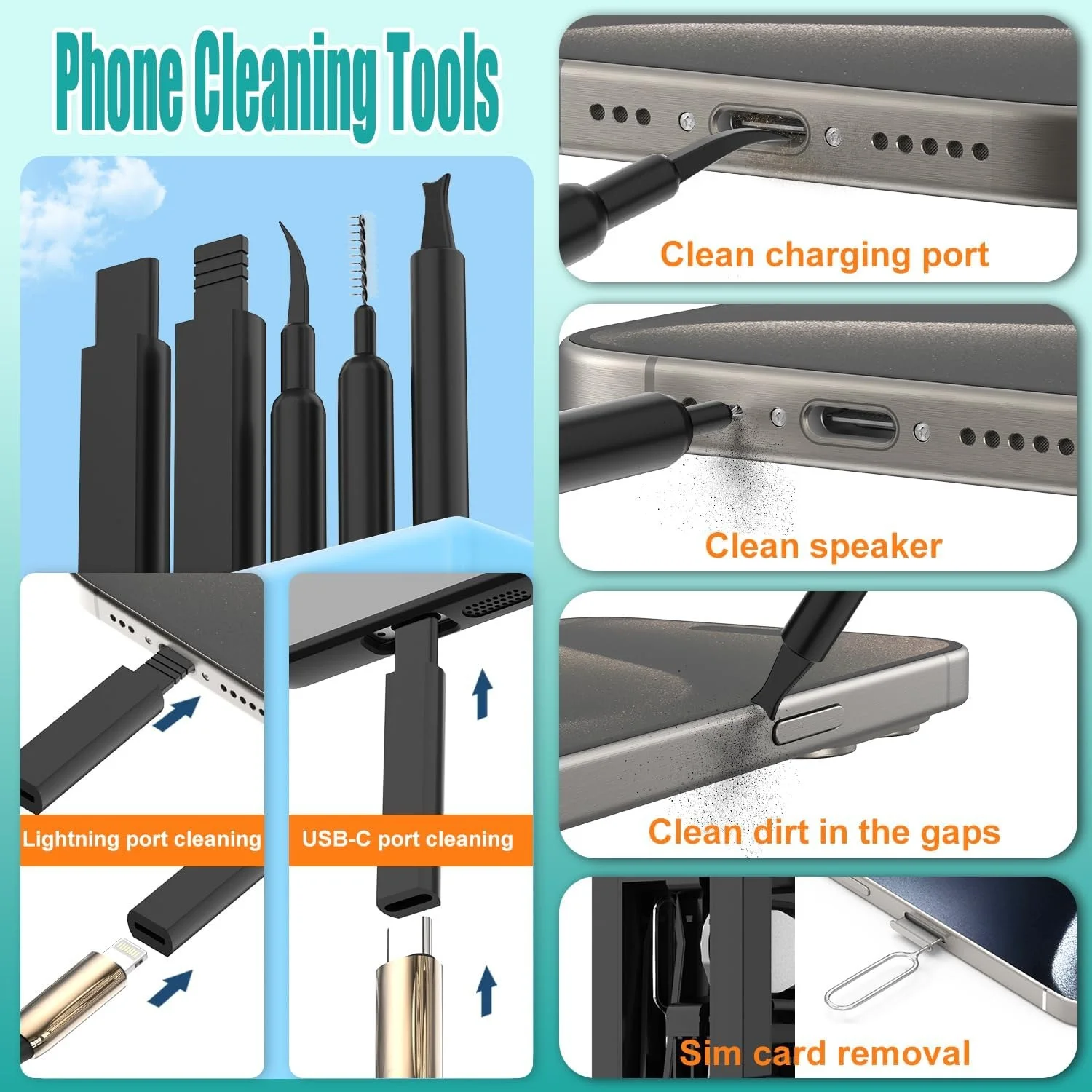 32-in-1 Multi-Functional Deep Cleaning Kit for iPhone Ports, AirPods, Keyboard, and Keycap Removal - Precision Tools