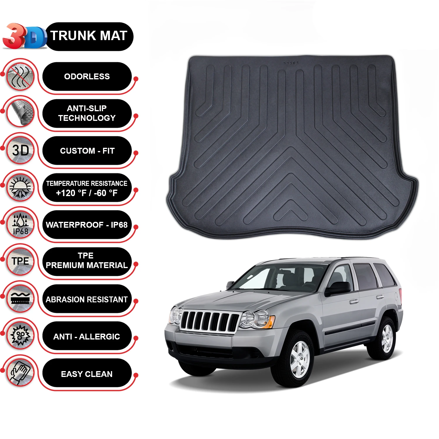 Jeep Grand Cheroke WK 2006-2011 Cargo Liner Rear Trunk Floor Mat