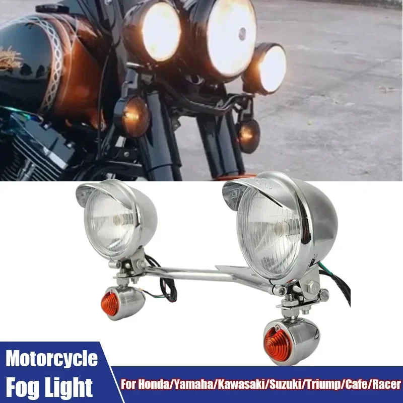 Universal 12V Motorcycle Headlight Passing Fog Light Lamp Front Mounts Holder For Honda/Yamaha/Kawasaki/Suzuki/Triump/Cafe/Racer