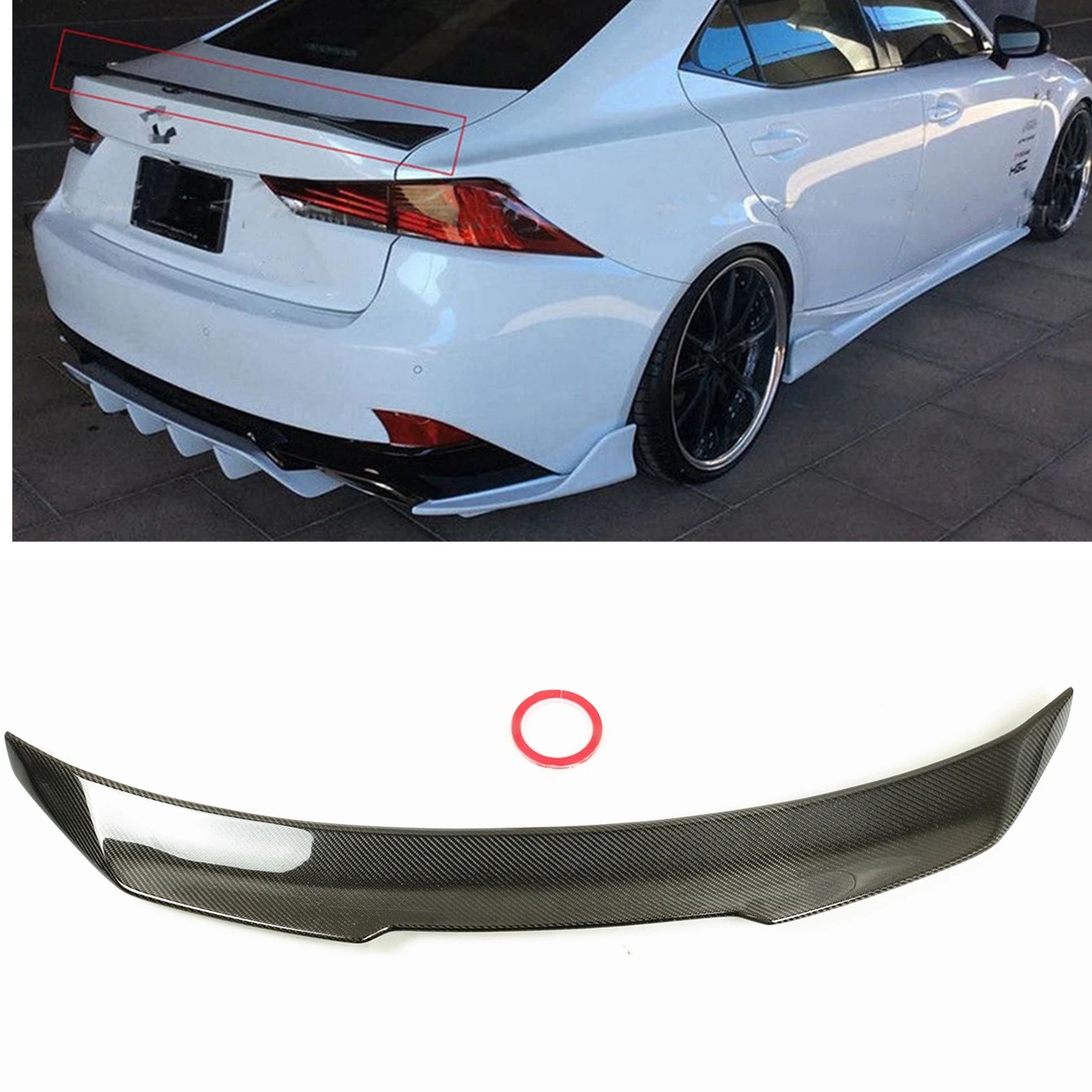 PSM Style Trunk Lid Rear Spoiler Wing For LEXUS IS300 IS350 2014-2020 Real Carbon Fiber Tail Tailgate Splitter Lip