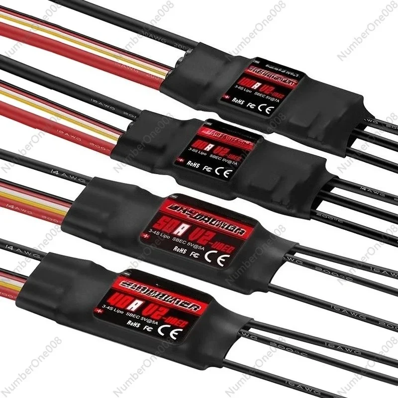 50A/60A/80A Brushless ESC for Fixed-Wing RC Planes - High-Performance, V2 Version