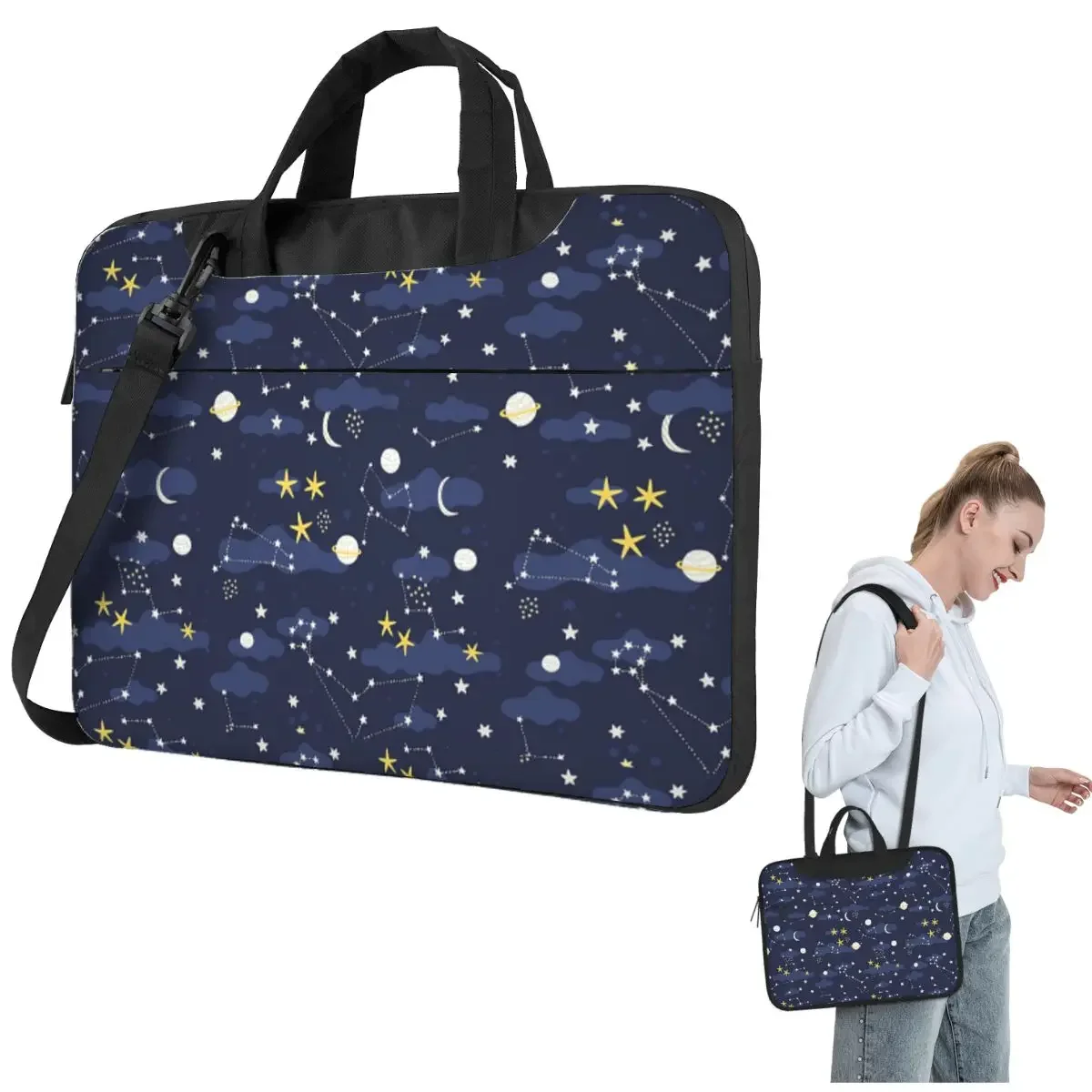 Galaxy Cosmos, Moon And Stars. Astronomy Pattern Crossbody Laptop Bag Case Computer Bag 13 14 15.6 Inch Notebook Pouch Lenovo