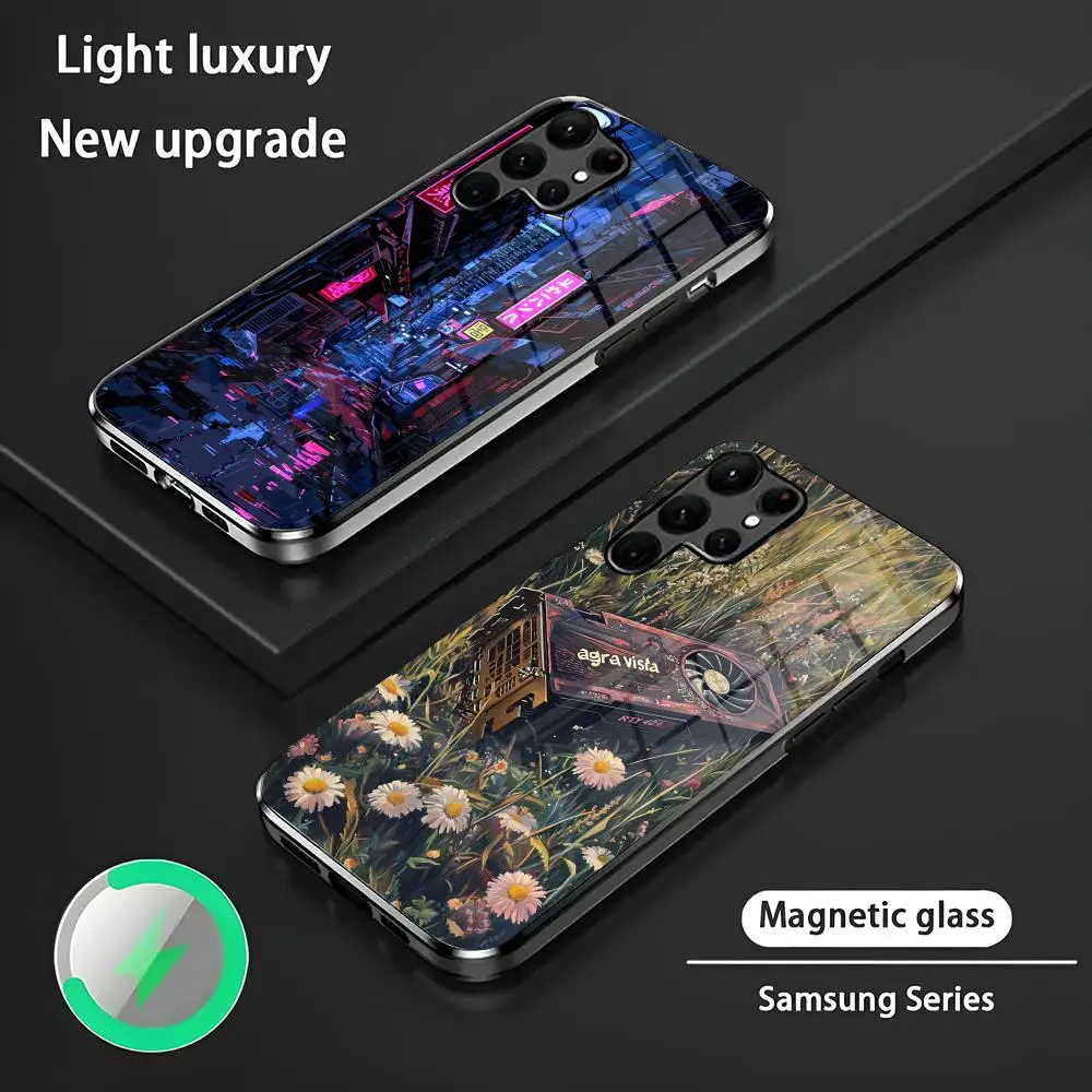 ¡Animación! Funda de teléfono S24 Ultra Fundas Celulares para Samsung S24 S23 S22 S21 S20 Plus Ultra Note20 Funda de teléfono magnética de vidrio