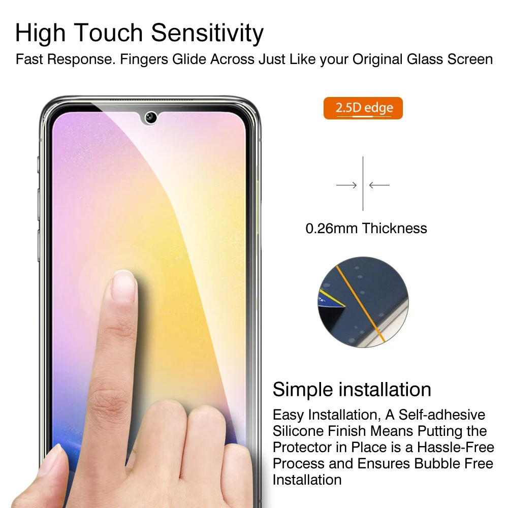 واقي شاشة عالي الدقة لهاتف سامسونج ، واقي شاشة من الزجاج المقسى لهاتف غالاكسي a25 ، a55 ، a35 ، 5g ، a14 ، 4g ، بوصة ، 3