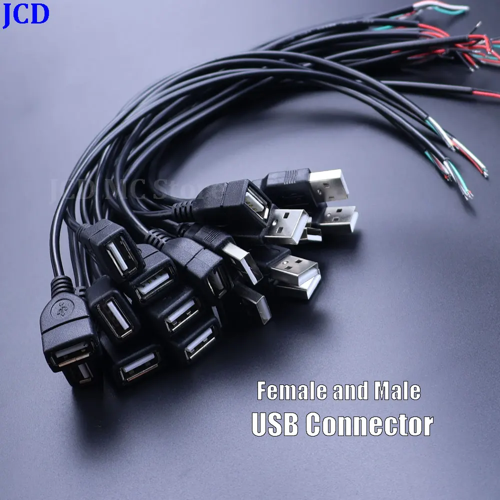 1/3/5Pcs USB 2.0 Type A Male Plug Female Jack 2 Pin 4 Pin Wire 5V Power Supply Cable Charge Connector Extension Cord DIY 0.3m 1m