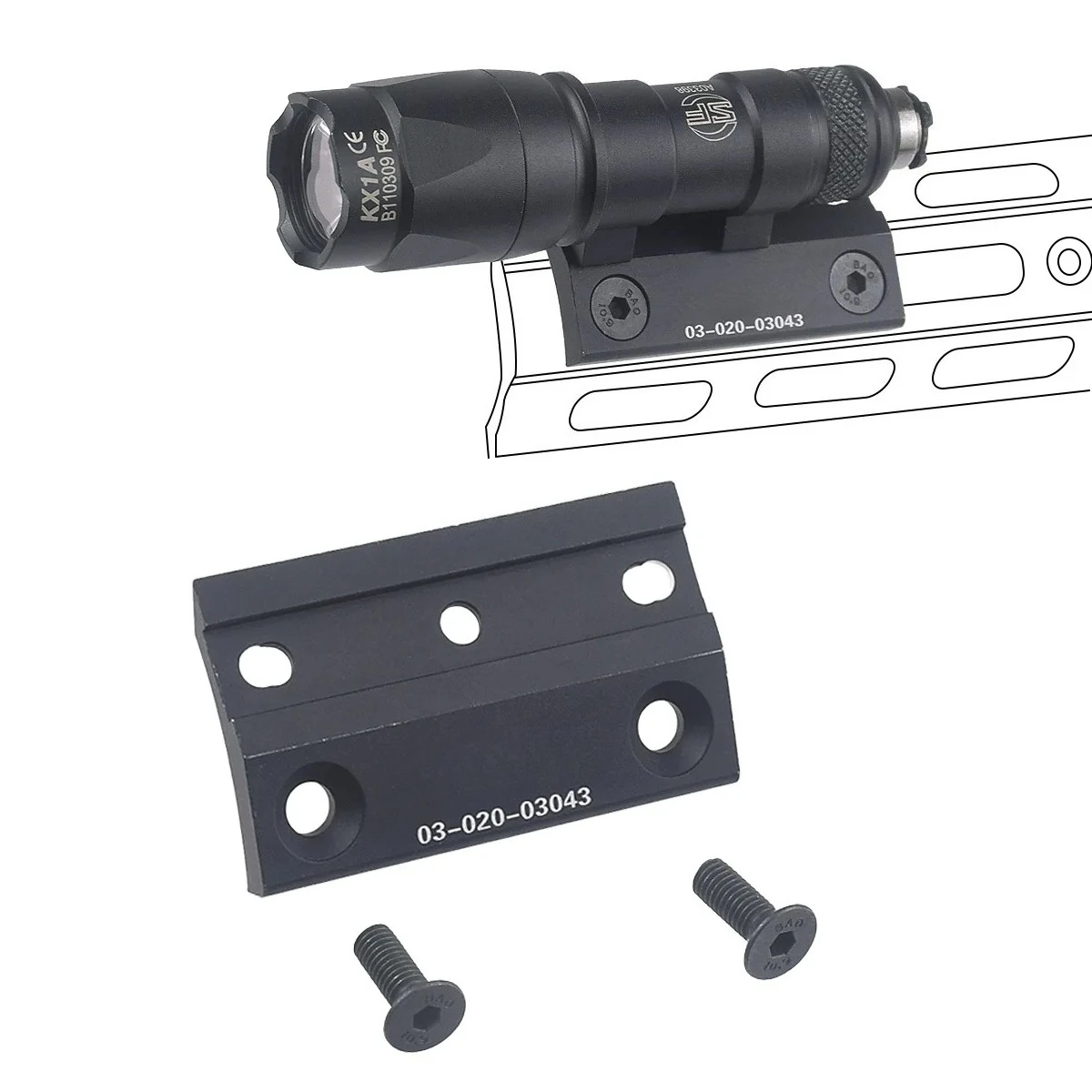 Tactical ARIS Series Surefire M300 M600 Offset Scout Mount M lok Keymod CNC SMR Rail Base Airsoft Flashlight Hunting Accessories