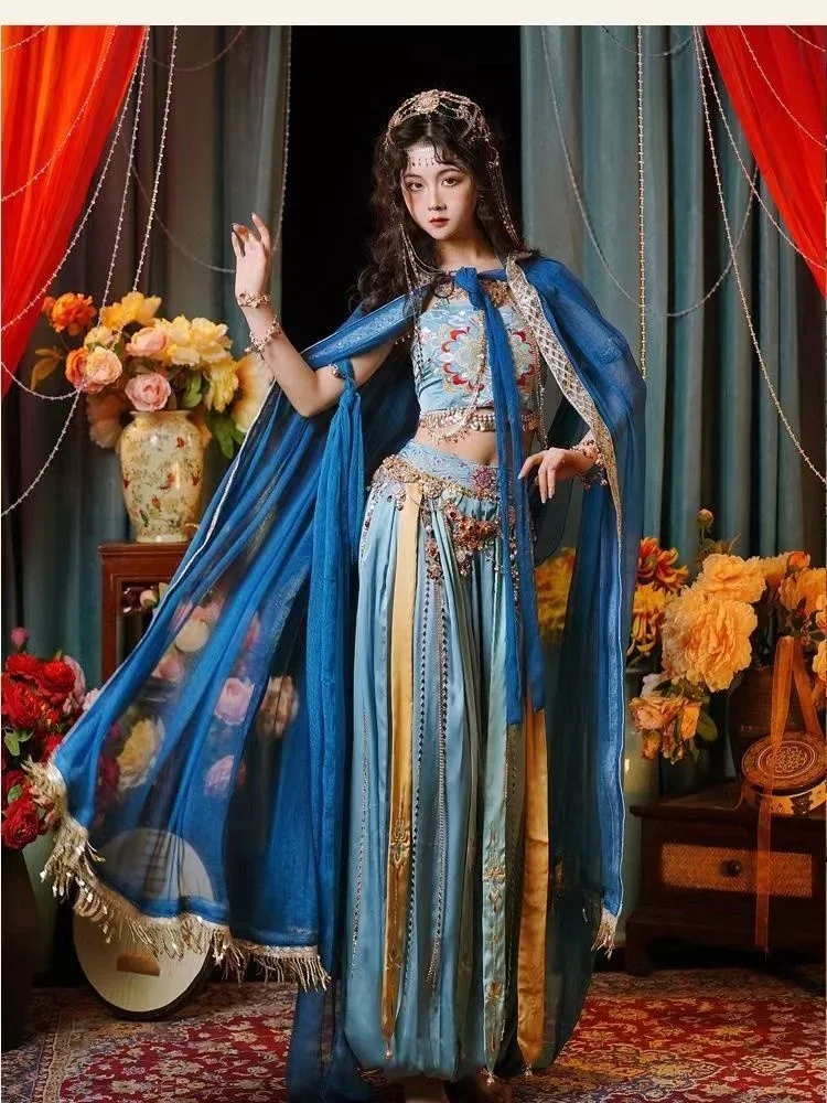 Improved Han Element Ancient Costume Complete Set Dunhuang Dress Exotic Hanfu Women's Western Regions Goddess Dancing Clothing