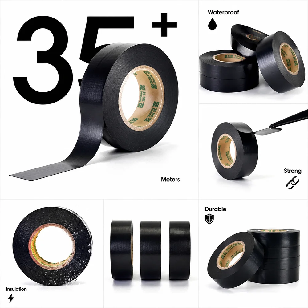1/3/5 Rolls PVC Tape Width 19/25 MM X 25 M Flame Retardant and Voltage Resistant/Waterproof Winding Tape for Wires