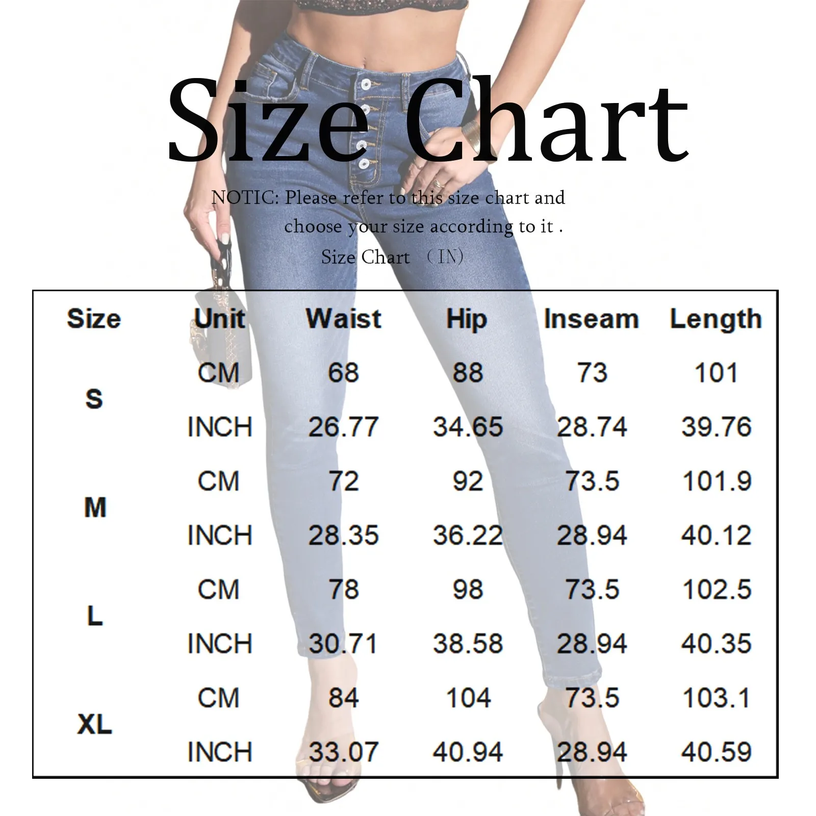 กางเกงยีนส์ทรงดินสอเอวสูงสไตล์วินเทจสีน้ำเงินสำหรับผู้หญิง ผ้าสเตรชติดกระดุม ทรงกระบอกเล็ก ขาตรง สไตล์ลำลอง สตรีทแวร์