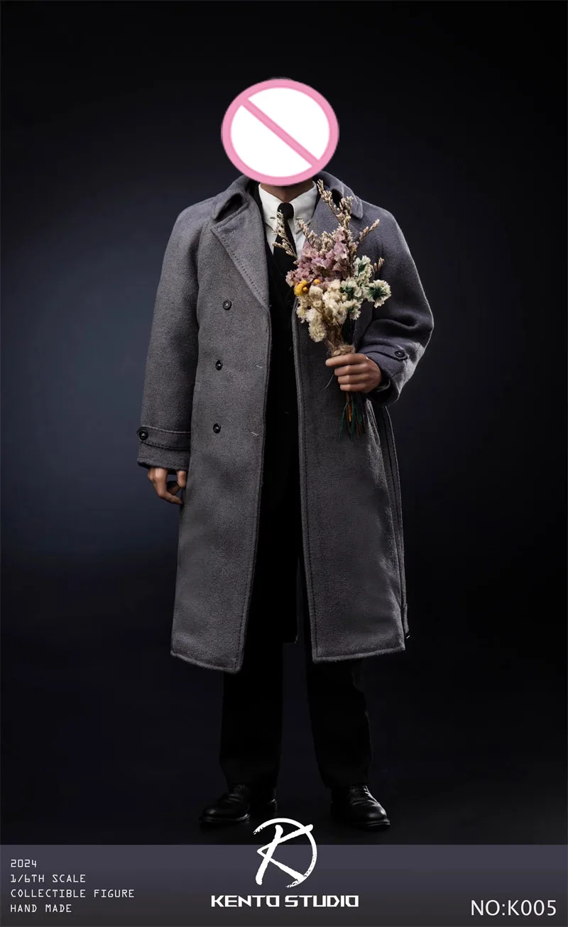 1/6 Scale Kento Studio k005 Gentleman Handsome Suit Gray Coat Holding Flowers Male Soldier Fit 6inch Action Figure Toys