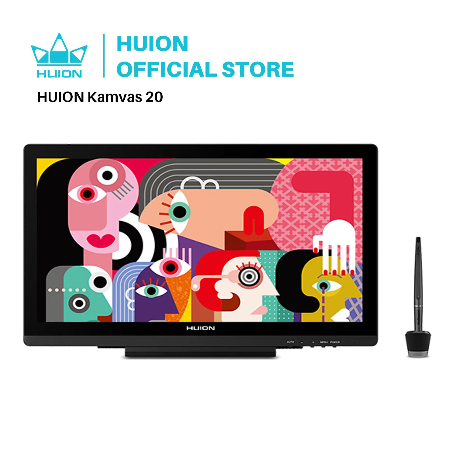 HUION Kamvas 20 Graphics Tablet Monitor 19.5 inch Battery-free 8192 Levels Pen IPS With AG Glass 120%sRGB Pen Tablet Monitor