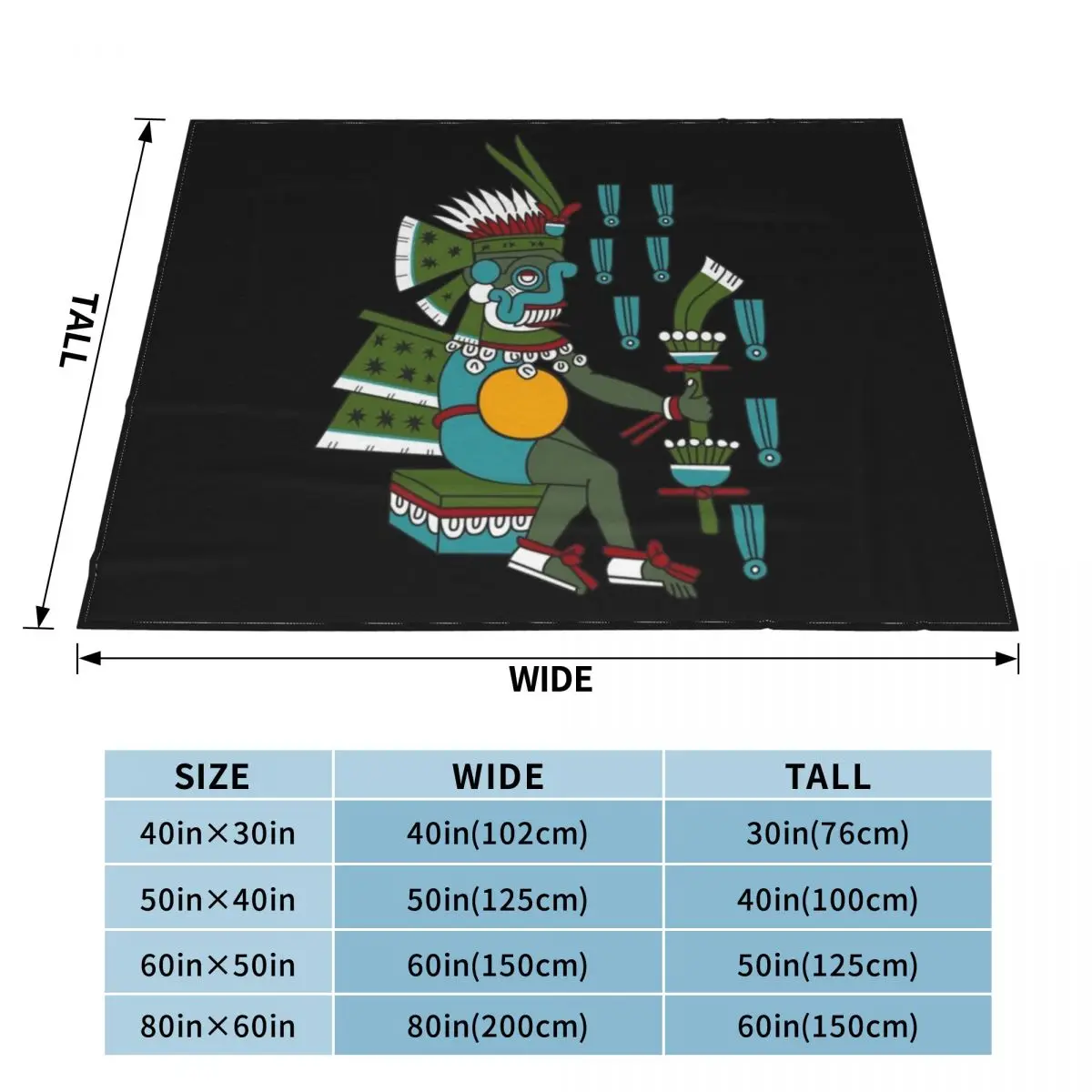 Aztec Deity Tlaloc , God of the Rain, Thunder, Earthquakes, Codex Magliabechiano. Throw Blanket Soft Beds Travel Warm Blankets