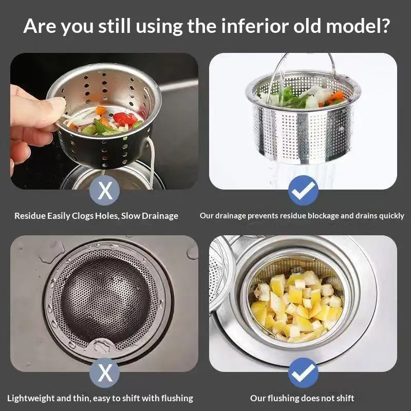 304 Stainless Steel Sink Strainer Plug With Anti Clog Design Convenient Lift Handle For Kitchen Food Waste Filtering Daily Use