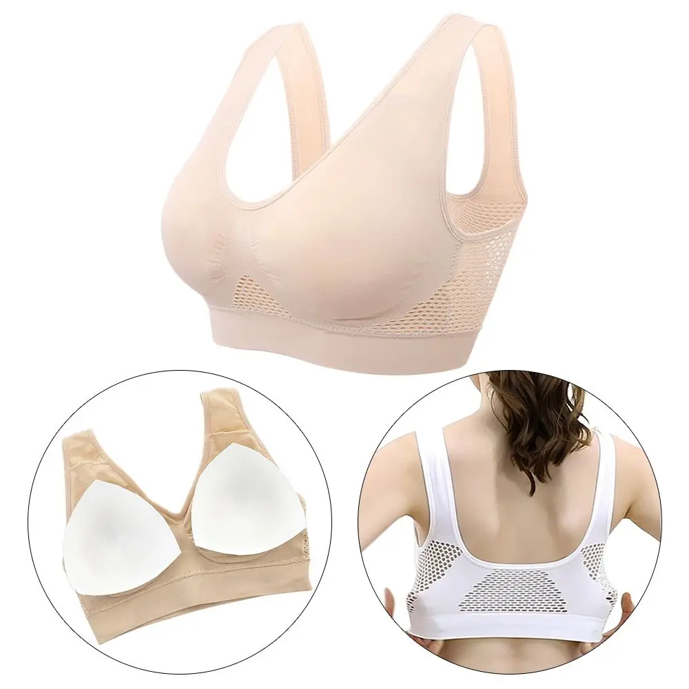 Plus Size Women Sports Bra Shockproof Breathable Wireless Push-Up Vest Bra Sports Underwear