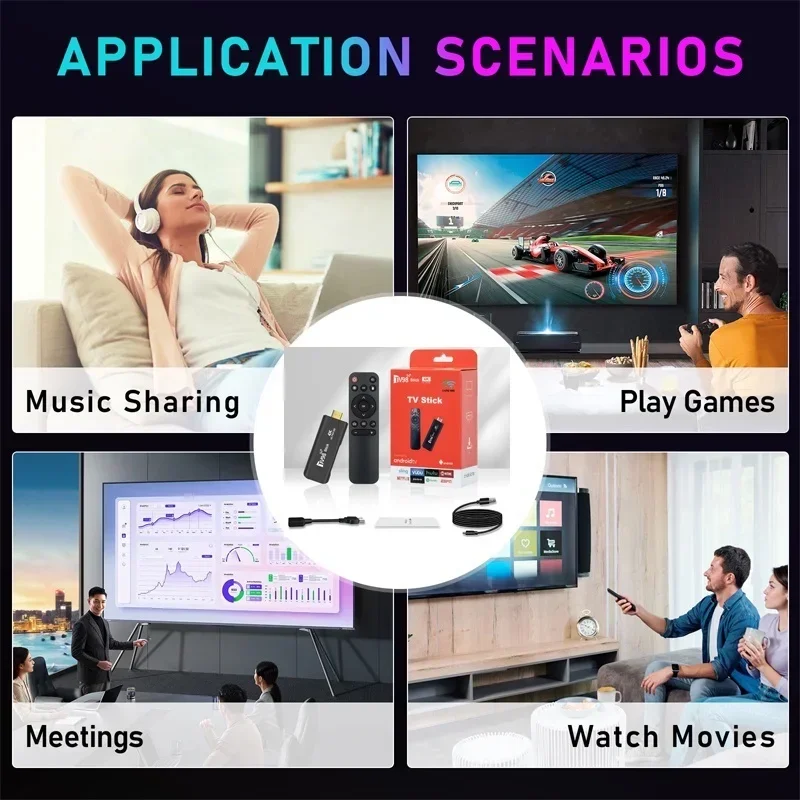 TV98 Android TV Stick 4k 12.1HD 2G 16G Smart TV Box 2.4G 5G Dual Wifi Smart Media Player Receiver