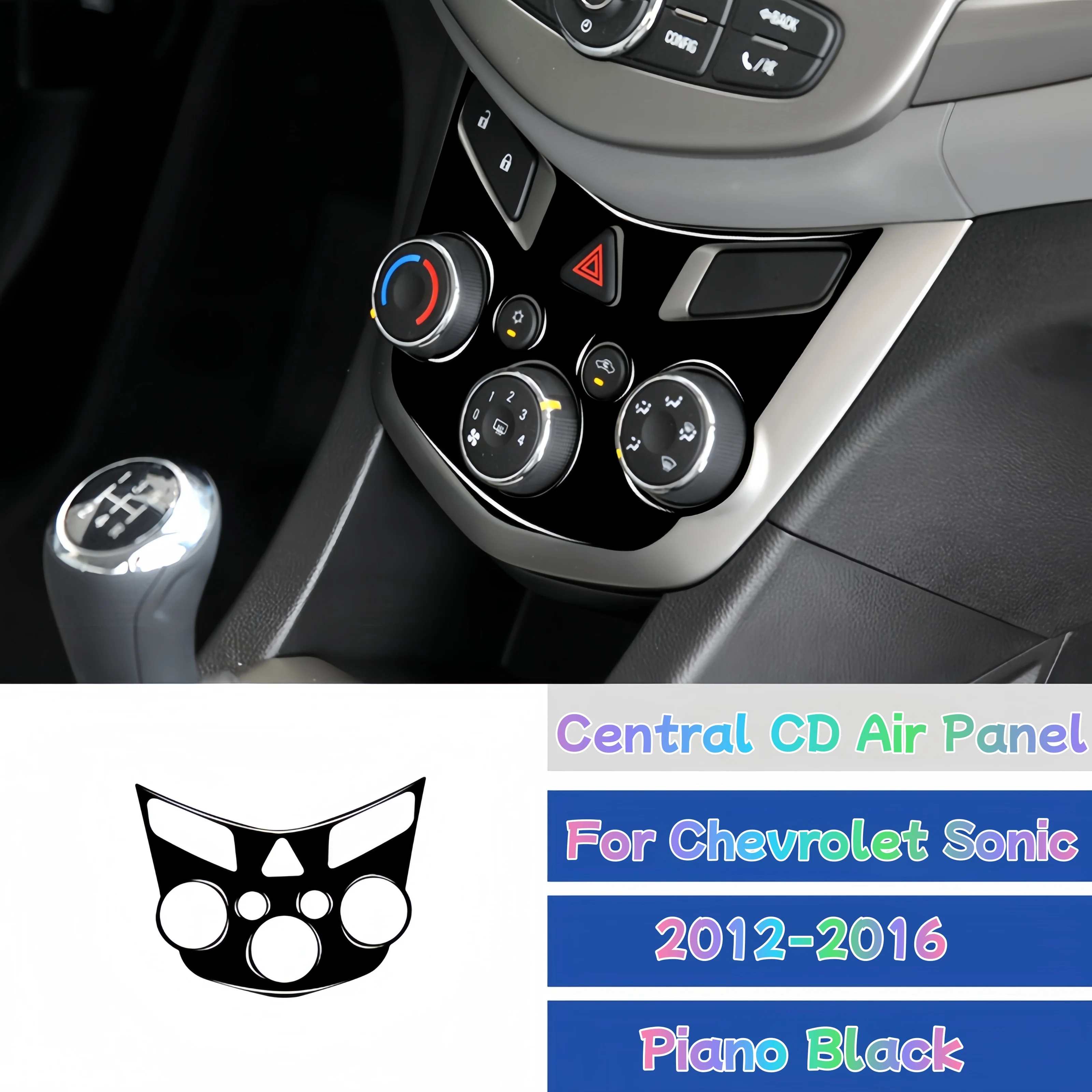 

For Chevrolet Sonic 2012-2016 Piano Black Car Interior Air Conditioning Control Knob Decorative Cover Trim Sticker Accessories