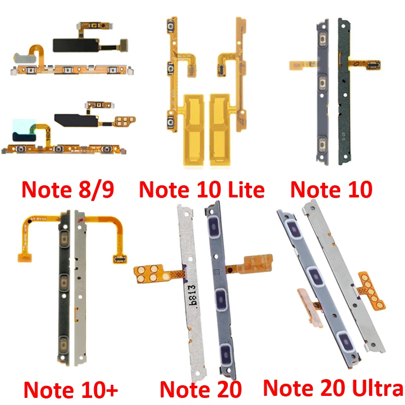 Piezas de Cable flexible interno para Samsung Galaxy Note 8, 9, 10 Lite Plus, 10 + 20 Ultra, botón de encendido y apagado, volumen, nuevo