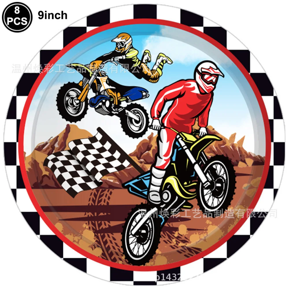 Motorrad Dirt Biker Geburtstag Party Supplies Motocross Dessert Pappteller Tassen Servietten Einweggeschirr Gefallen für Jungen – Detail 4