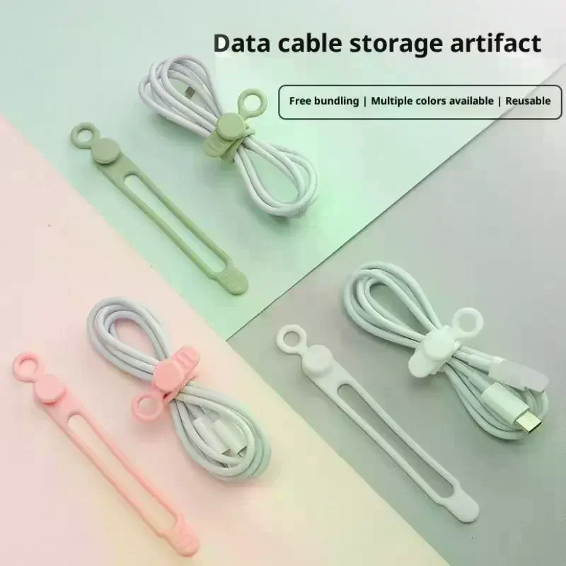 10/50Pcs Silicone Cable Ties,Cord Organizer,Cable Straps,Reusable Cord Ties,Travel Cable Organizer ,Cute Elastic Tie, Wire Ties