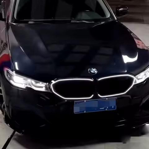 For BMW 3 Series G20 G21 330i 2019-2022 Front Kidney Grille Racing Grill Upper Bumper Radiator Hood Mesh Grid With LED Light