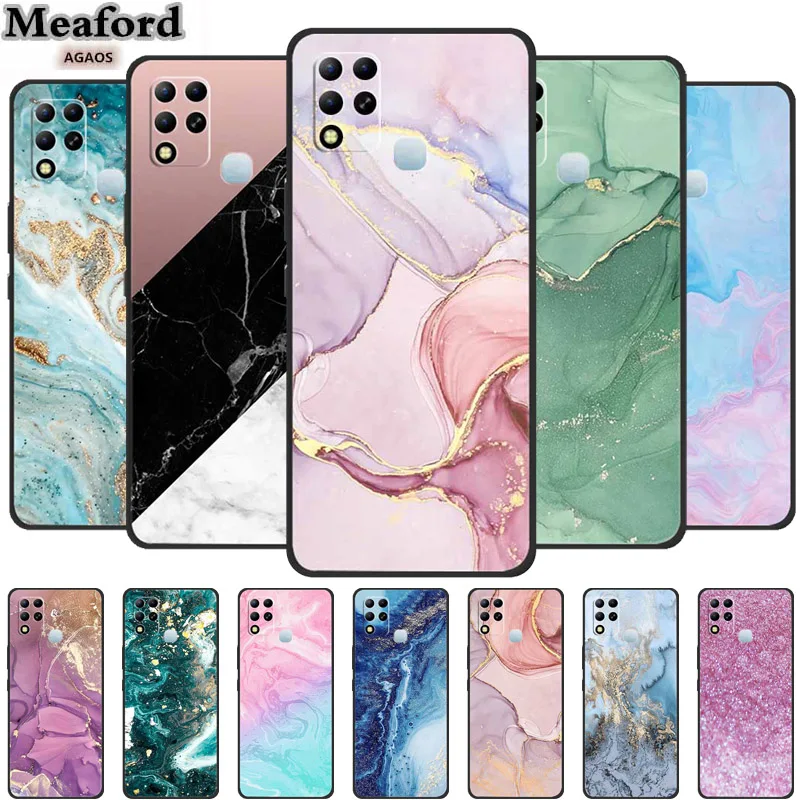 Marble Case For Infinix Hot 10s Silicone TPU Soft Phone Back Cover for Infinix Hot 10s Hot10s Funda Protective Cartoon X689 Para