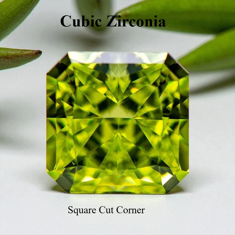 

Square Cut Corner Cubic Zirconia Apple Green Color Gemstones Synthetic Loose CZ Stones Jewelry Making