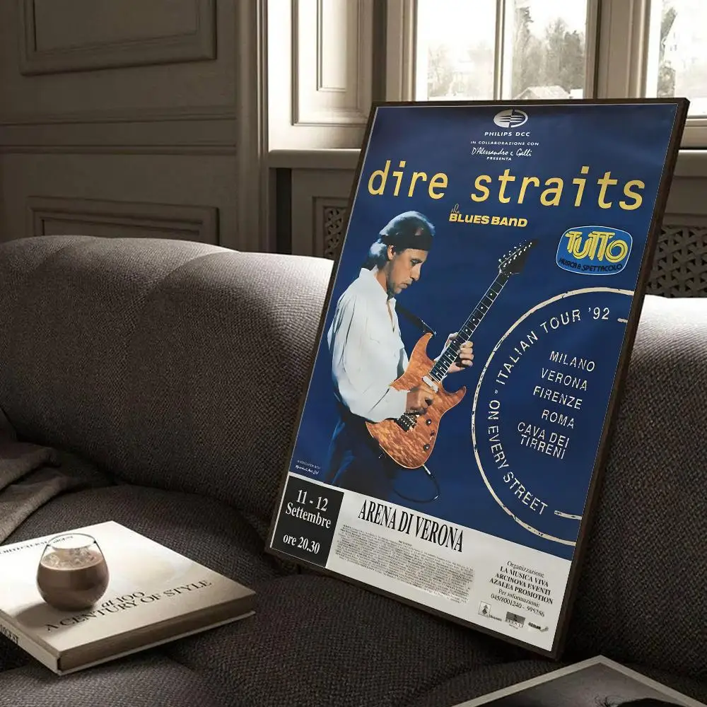 Band D-Dire S-Straits Classic Style Poster Modern Home Living Bedroom Bar Hallway Waterproof Wall Art Aesthetic Decor