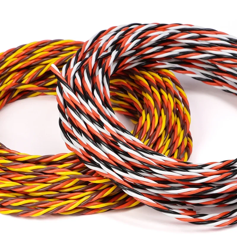 1 - 100M 3 Way Twist Servo Extension Wire 30/60 Core Flexible JR Futaba Twisted Cable 26/22AWG for RC Model Airplane Accessories