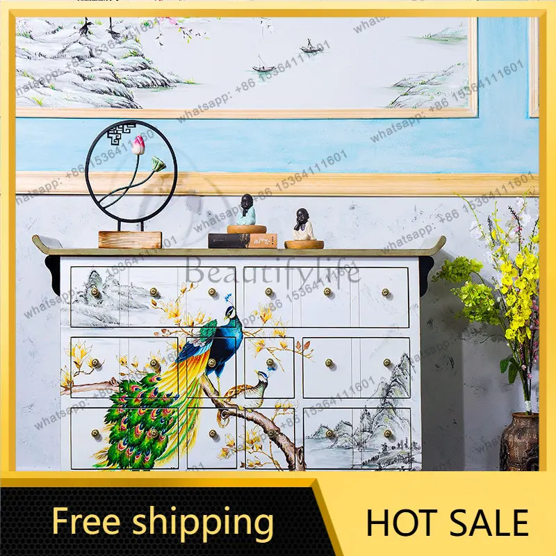 FG American entrance cabinet hand-painted neoclassical decorative storage new Chinese side cabinet