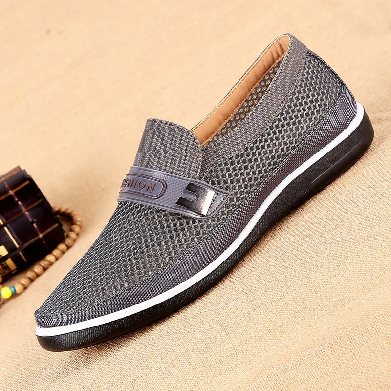 Summer Mesh Shoes Men Slip-On Flat Sapatos Hollow Out Comfortable Father Shoes Man Casual Moccasins Basic Espadrille 2023