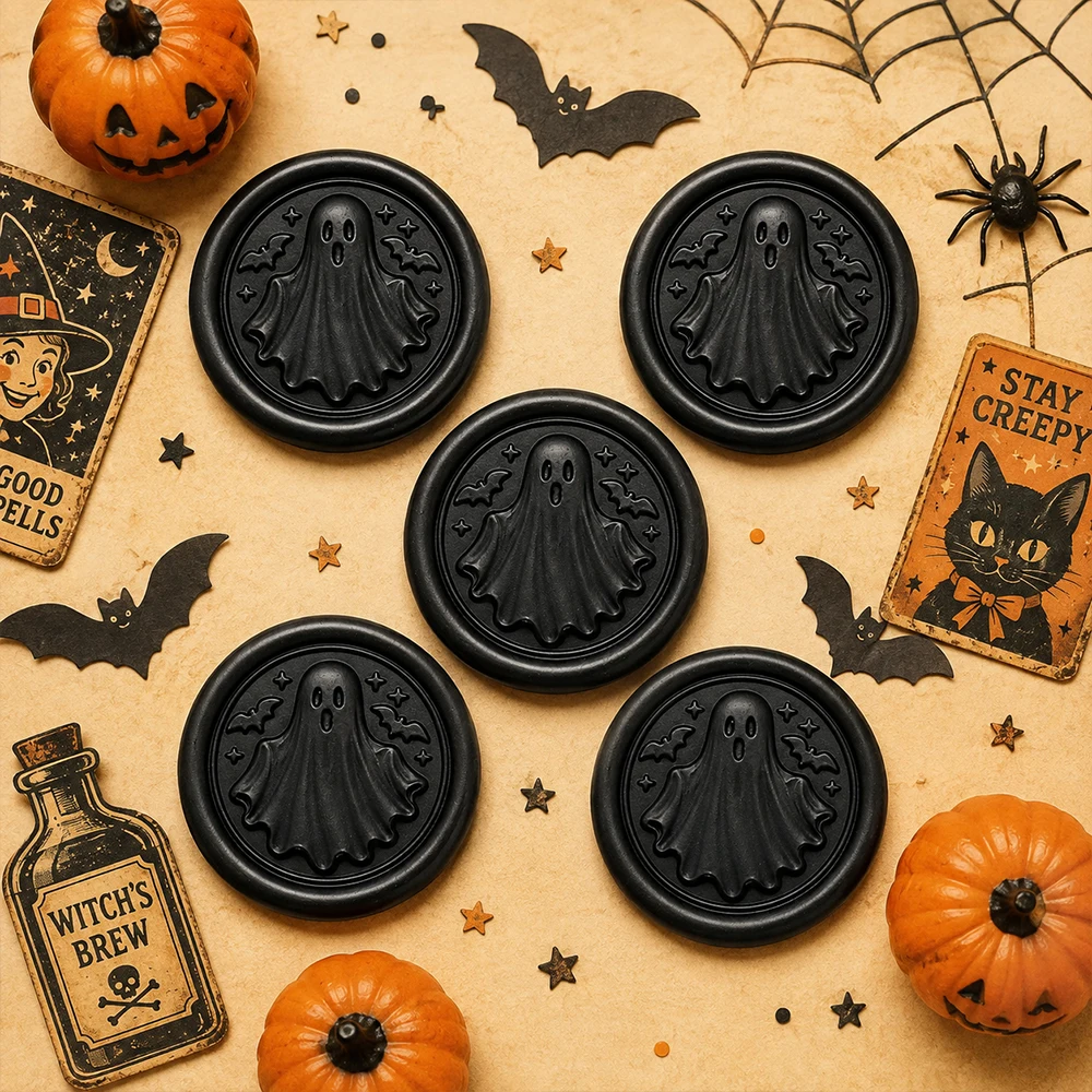 Halloweenowe tłoczone naklejki – Wax Seal Stamp Set recenzja i cena