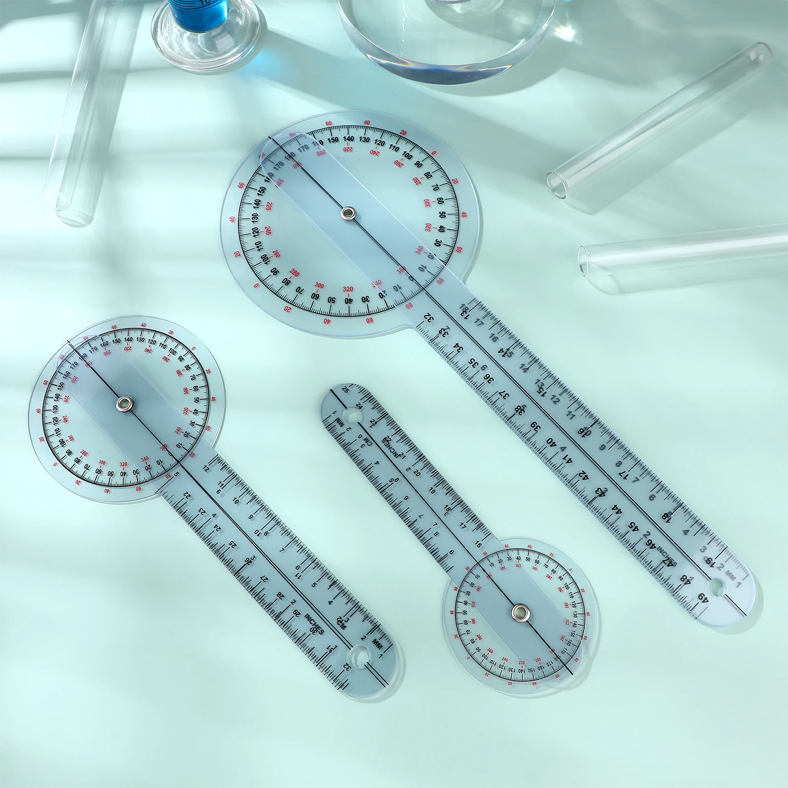 

3 Pcs Goniometer Set Durable Plastic 360 Degree Measurement Physical Therapy Spinal Protractor Clear Scales Joint Range