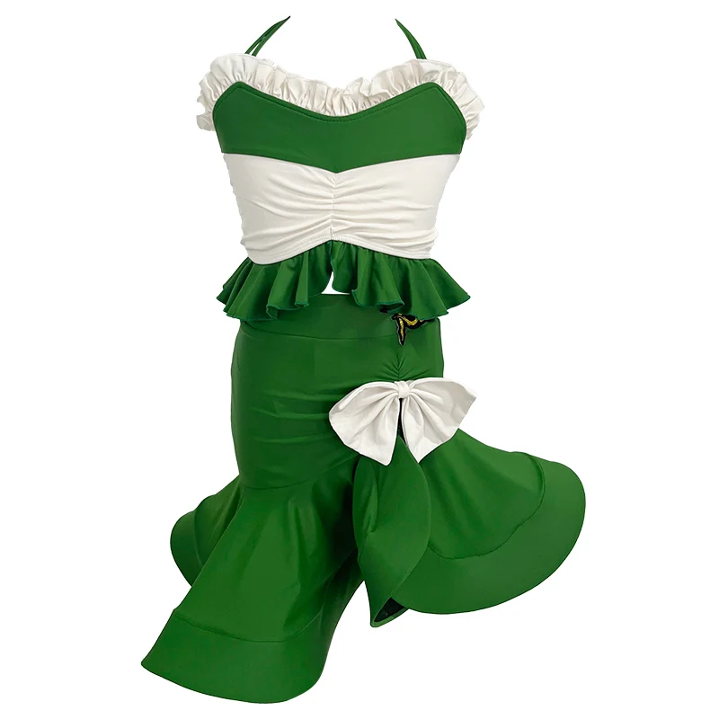 

Детский элитный латинский танец, летняя бабочка, цвет зеленого цвета, практический костюм с рыбьей косточкой на шее и костюм для выступлений