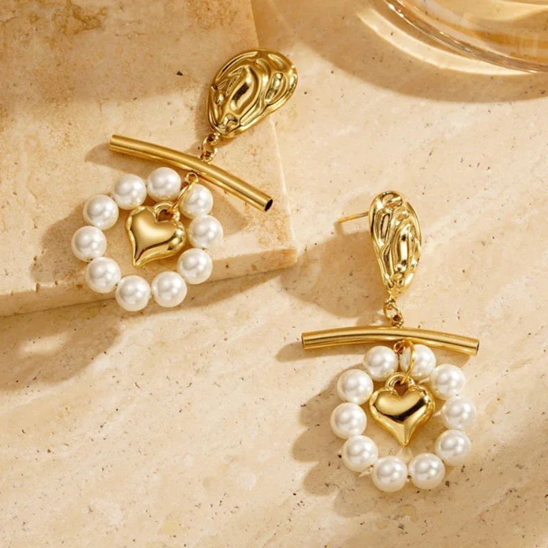 روكسي |   حلق لؤلؤي مصمم الأزياء الكورية للنساء. مجوهرات فرنسية أنيقة. خمر 2024