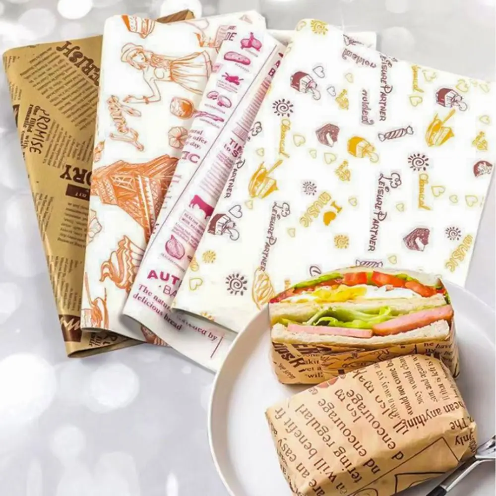 Sandwich Wrapping Paper Oil-Proof Hamburger Paper Oil-Proof Tray Paper Bread Baking Plate Pad Paper Air Frying Pan Paper