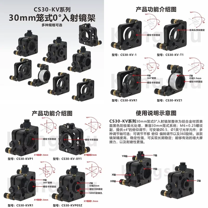 AP01 for 30mm Cage System 0 Degree Incident Angle Optical Adjustment Frame