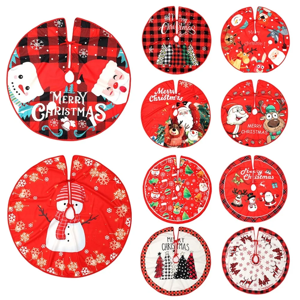 Party Decor Christmas Tree Skirt Merry Christmas Snowman Santa Elk Outdoor Blanket Happy New Year Tree Accessories