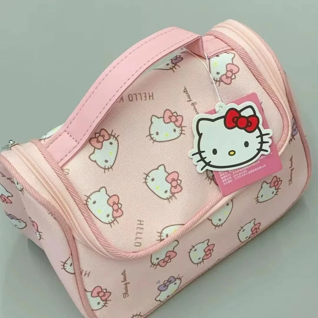 Hellokitty Makeup Bag Girl Cartoon Cute Kt Large Capacity Going Out Toiletry Bag Student Portable Storage Travel Makeup Bag