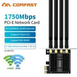 1750Mbps Adaptador PCI-E WiFi Adapter 2.4G/5G/ RTL8814AE Placa De Rede Antena Para Network Wi-Fi Card PC Win 7 /10/11 Cisco CCX