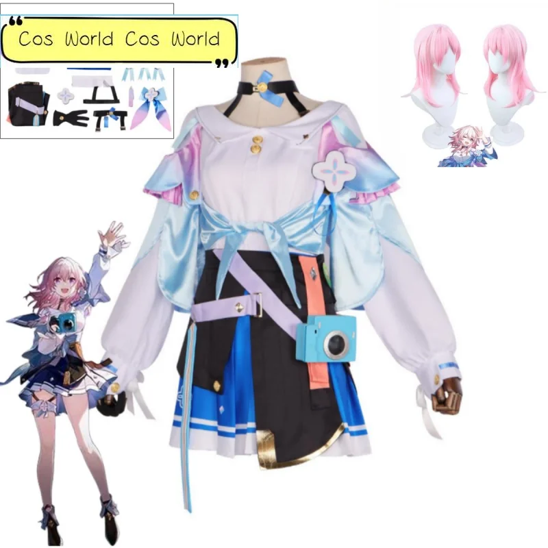 

Honkai: Star Rail 7th March Cosplay Women's Halloween Carnival Party Carnival Sailor Uniform March 7th role-playing costume wig