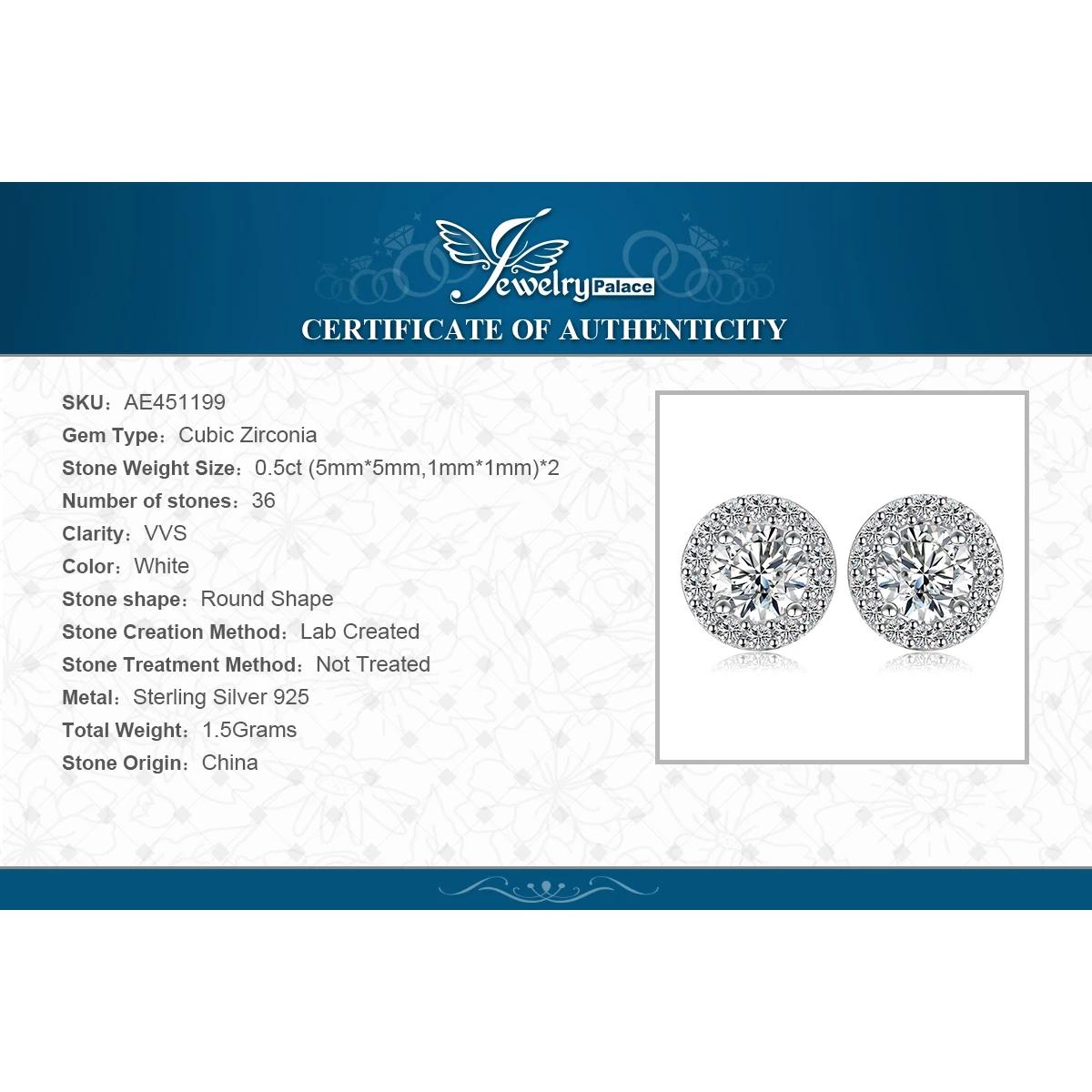 JewelryPalace Round 5A Cubic Zirconia Wedding Engagement 925 Sterling Silver Halo Stud Earrings for Woman Anniversary Gift
