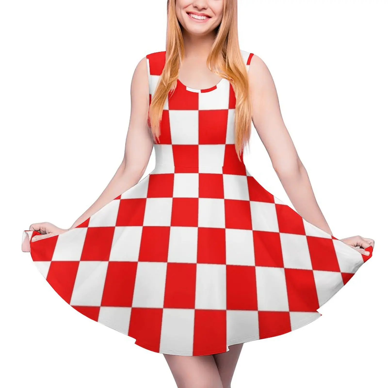 

Croatia Checkerboard Sleeveless Dress women party dresses elegant women"s dresses for wedding Elegant gowns