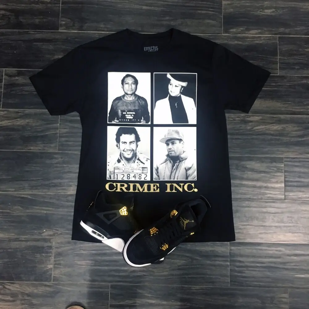 Tee to Match Gold Jordans & Foams Crime INC Tee  El Chapo + Pablo Escobar