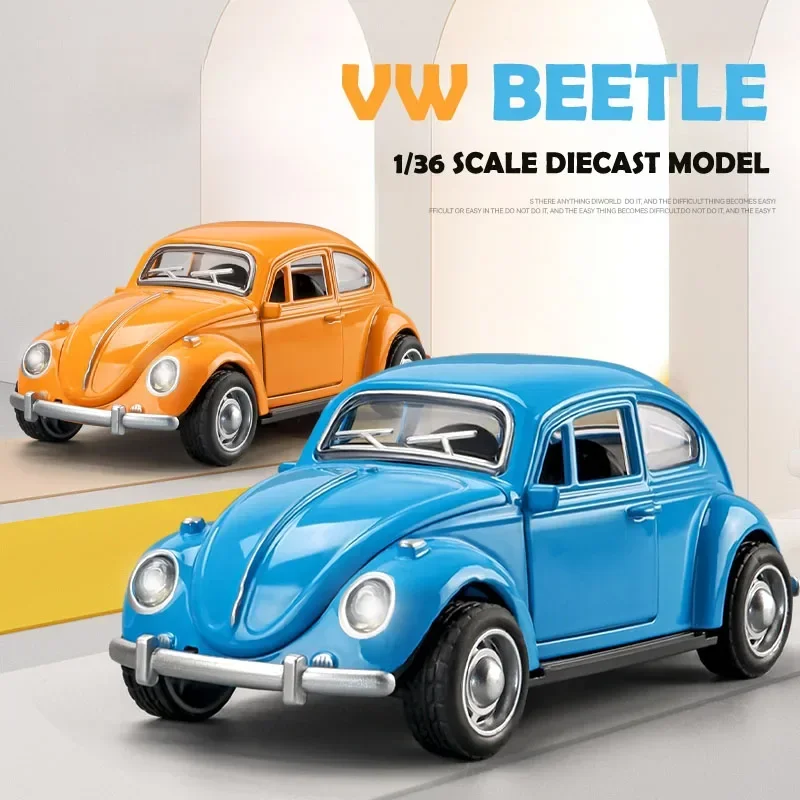 Simulación de escala 1:36, VW Beetle, modelo de coche Vintage, vehículos de juguete fundidos a presión, coche de juguete para niños, colección de regalos, Voiture en miniatura