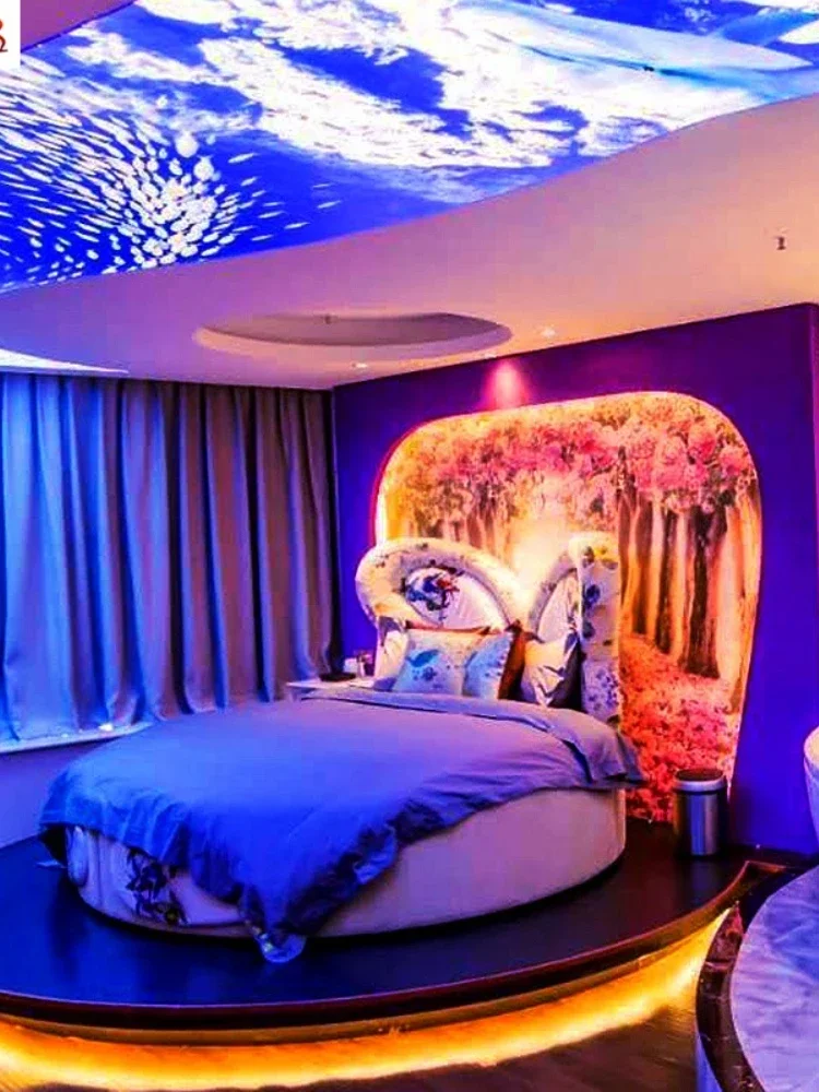 Bed & Breakfast Furniture Light Luxury Hotel Boutique Hotel Luxury Romantic Love Theme Butterfly round Water Bed