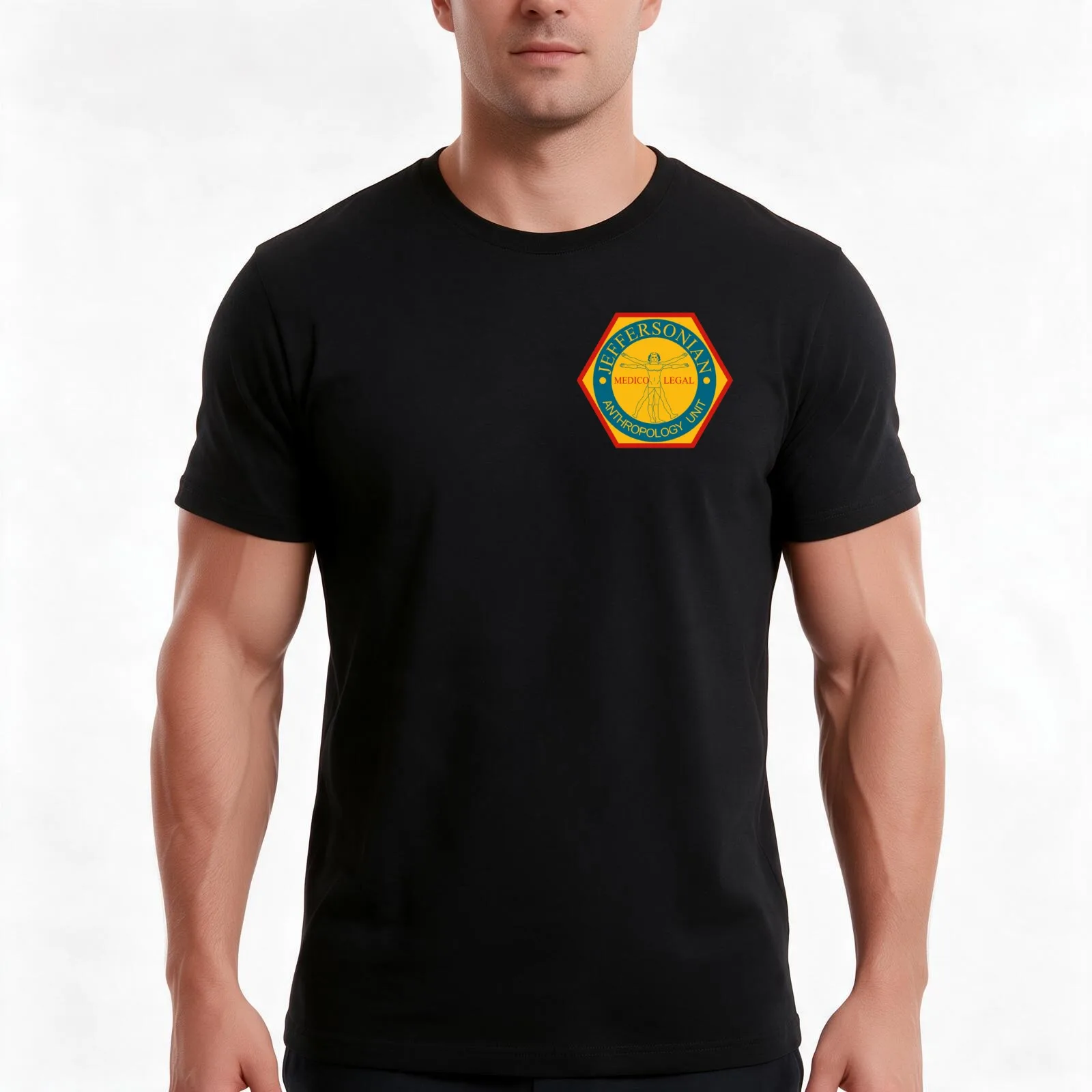 BONES - Jeffersonian Institute Logo T-Shirt, Summer Casual Cotton Tee, Oversized Streetwear Tops, Vintage Graphic Print