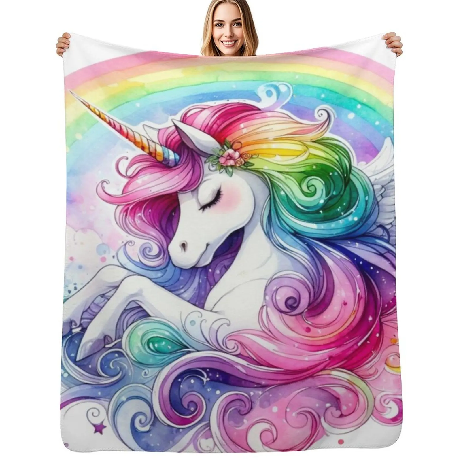 

Rainbow Pegasus Unicorn Throw Blanket for sofa Blankets For Baby Moving Decorative Sofas Blankets
