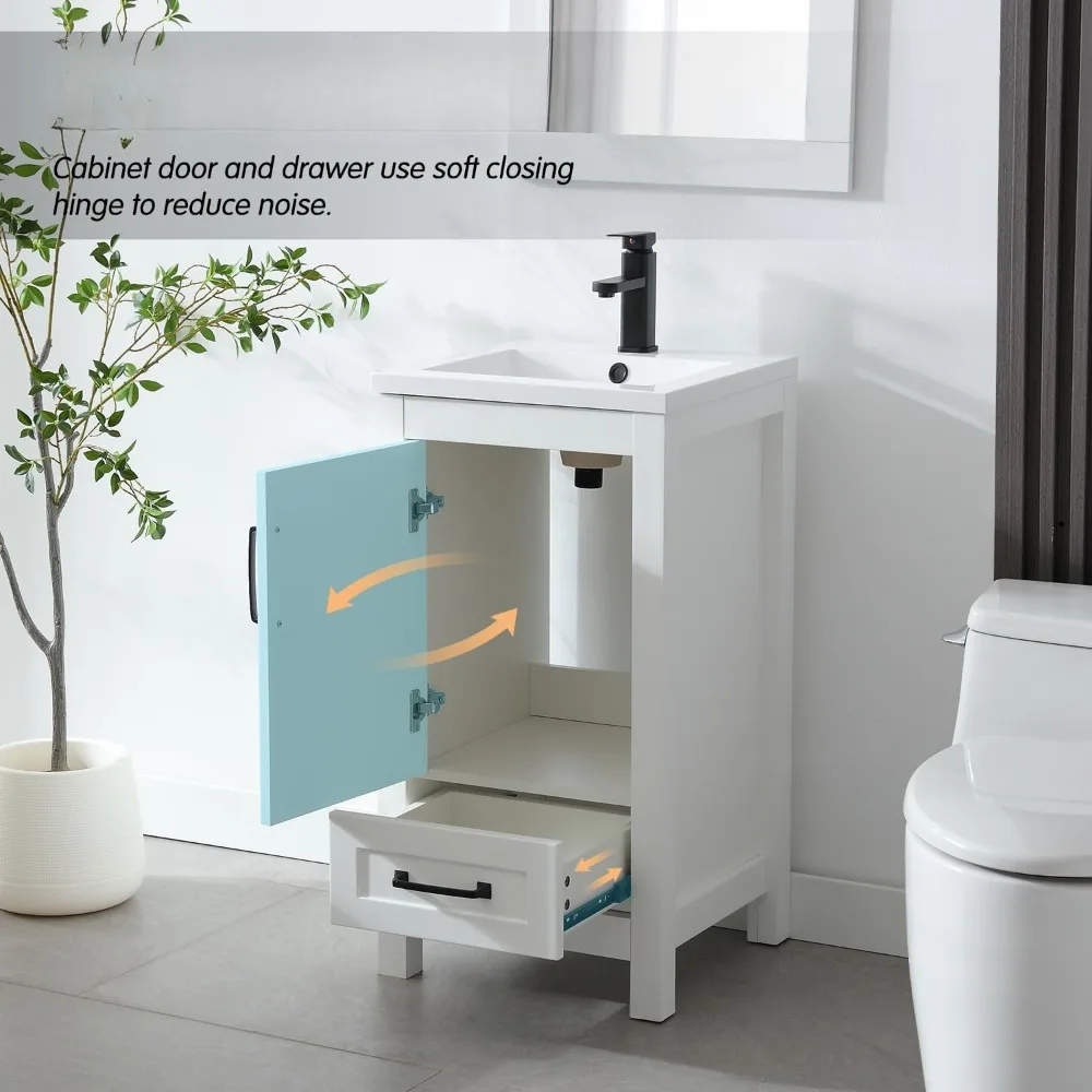 Bathroom Vanity with Sink Combo, Modern Bathroom Storage Painted Cabinet with Undercounter Ceramic Sink, Faucet and Drawers