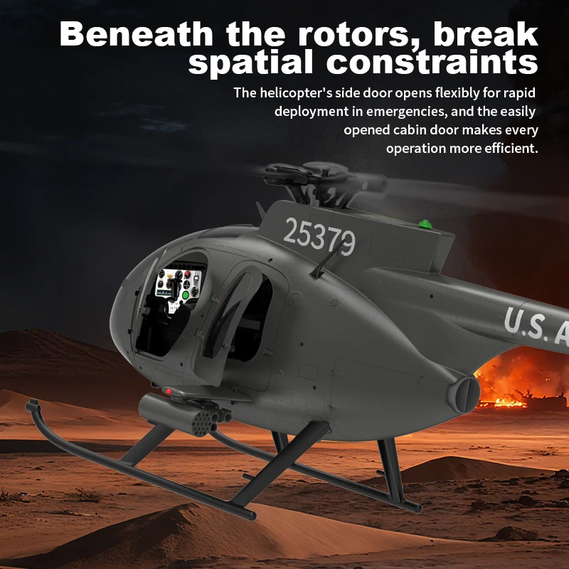 Yuxiang F119S Remote Control Little Bird MD-500 without Ailerons Army Helicopter Brushless Motor RC Helicopter Toy RTF Version