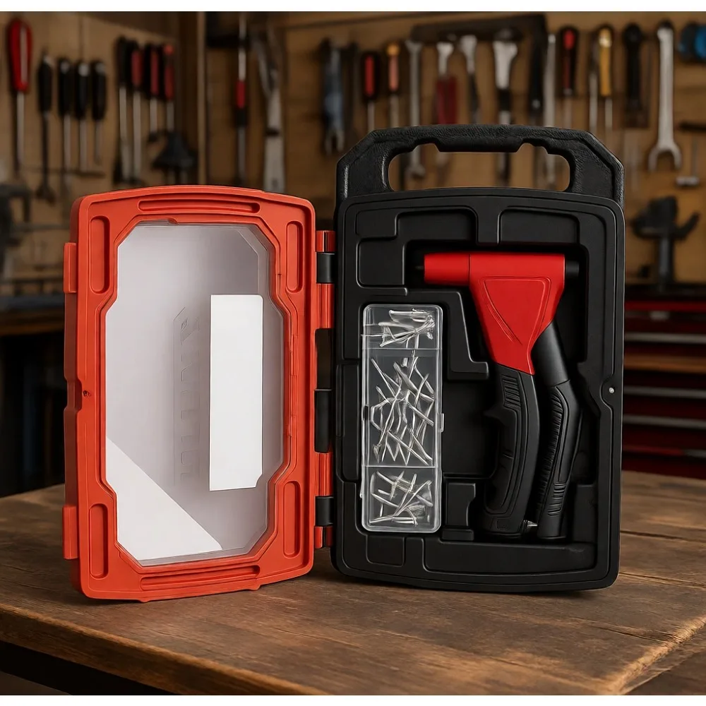 

Набор для установки заклепок одной рукой без головок для металла, ткани, кожи, авторемонта, с 300 заклепками и кейсом для хранения